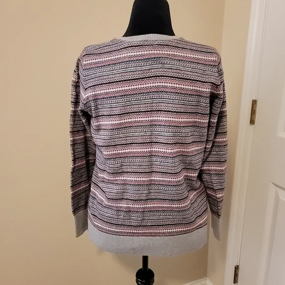 L.L. Bean Vintage Multicolor Pattern Cardigan Sweater Size L - Picture 2 of 8
